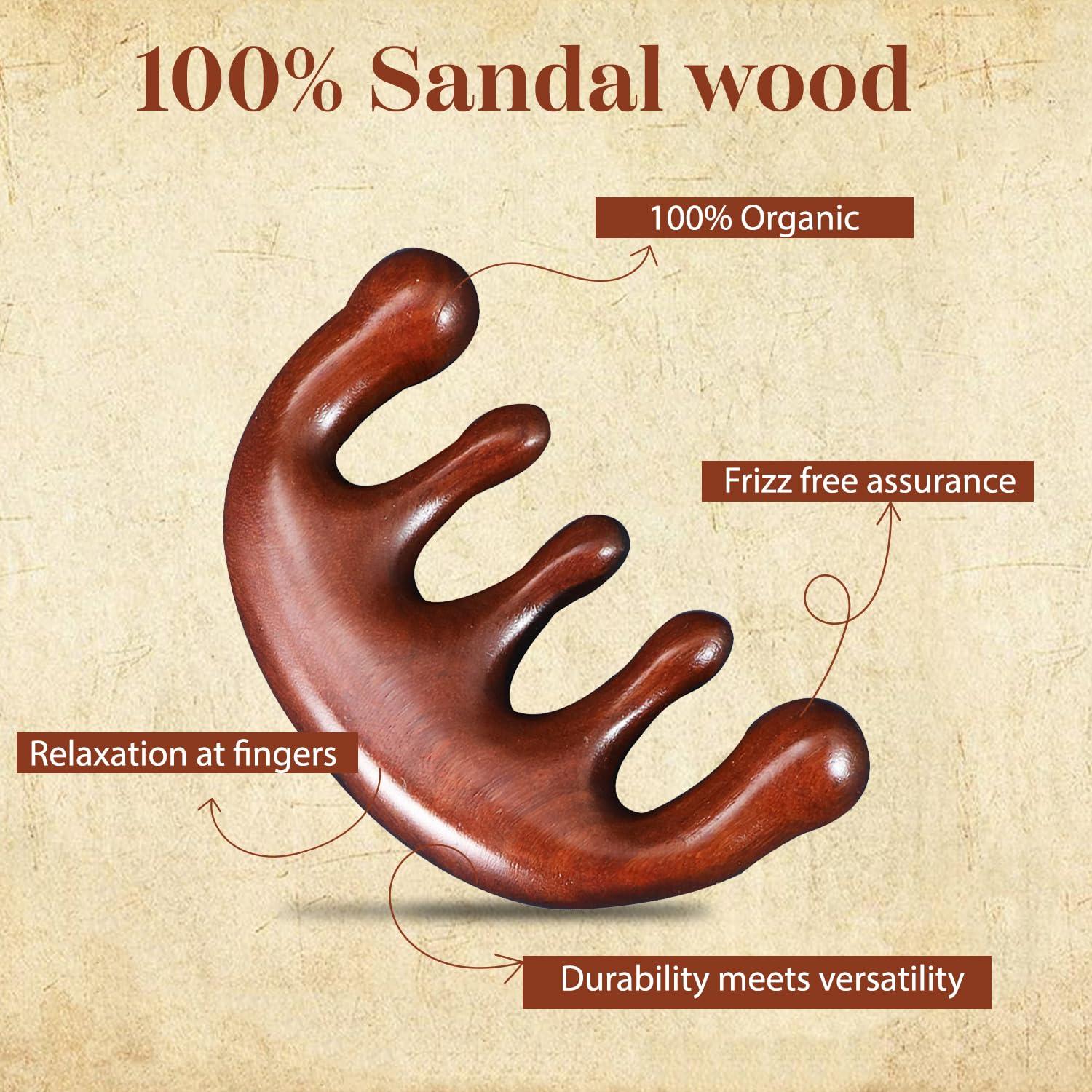 Homeaura HomeAura Sandalwood Wooden Scalp Massager Comb for Hair Growth Natural Wooden Hair Massager Comb with Cotton Sack, Gua Sha for Scalp, Head, Neck & Shoulders, Massage Comb for Scalp and Relaxation