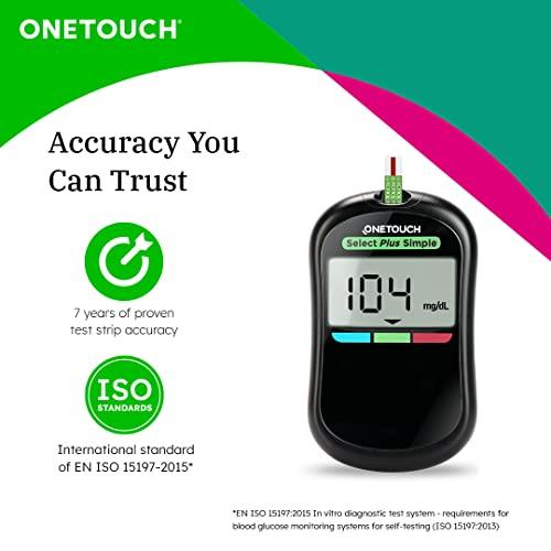 OneTouch OneTouch Select Plus Test Strips | Pack of 50 Strips with 50 OneTouch Ultrasoft Lancets | Blood Sugar Test Machine Testing Strips | For use with OneTouch Select Plus Simple Glucometer