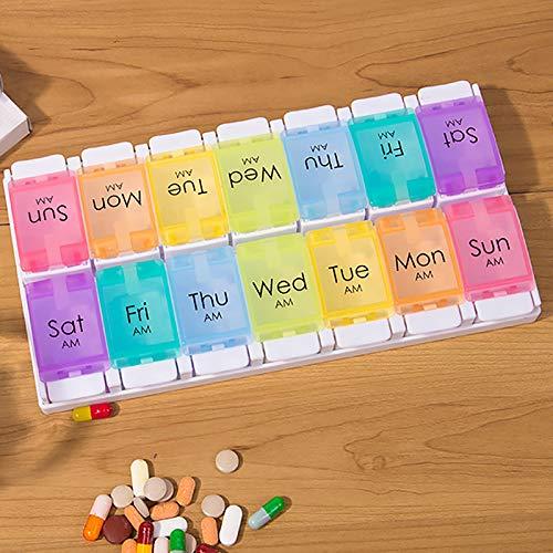 Anjetan Anjetan Double Weekly Pill Organizer Detachable Week Pill Box Vitamin Container for Pill Vitamin Container 7 Day Pill Containers