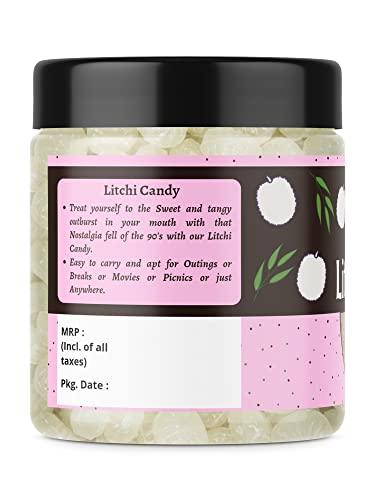 Nature Connect Nature Connect Litchi Flavour Candy 400 gms | Candy Khatti Mithi Goli |Litchi Toffee | Litchi Herbal Toffee [Jar Pack]