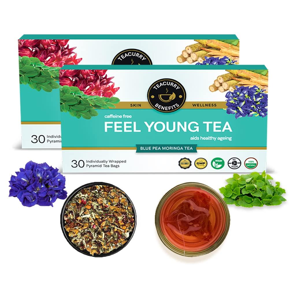 TEACURRY TEACURRY Anti Aging Tea - 60 Tea Bags | Feel Young Tea Helps in Skin Glow, Hair Care and Premature Ageing | Skin Tea | Anti Agering Tea for Women and Men