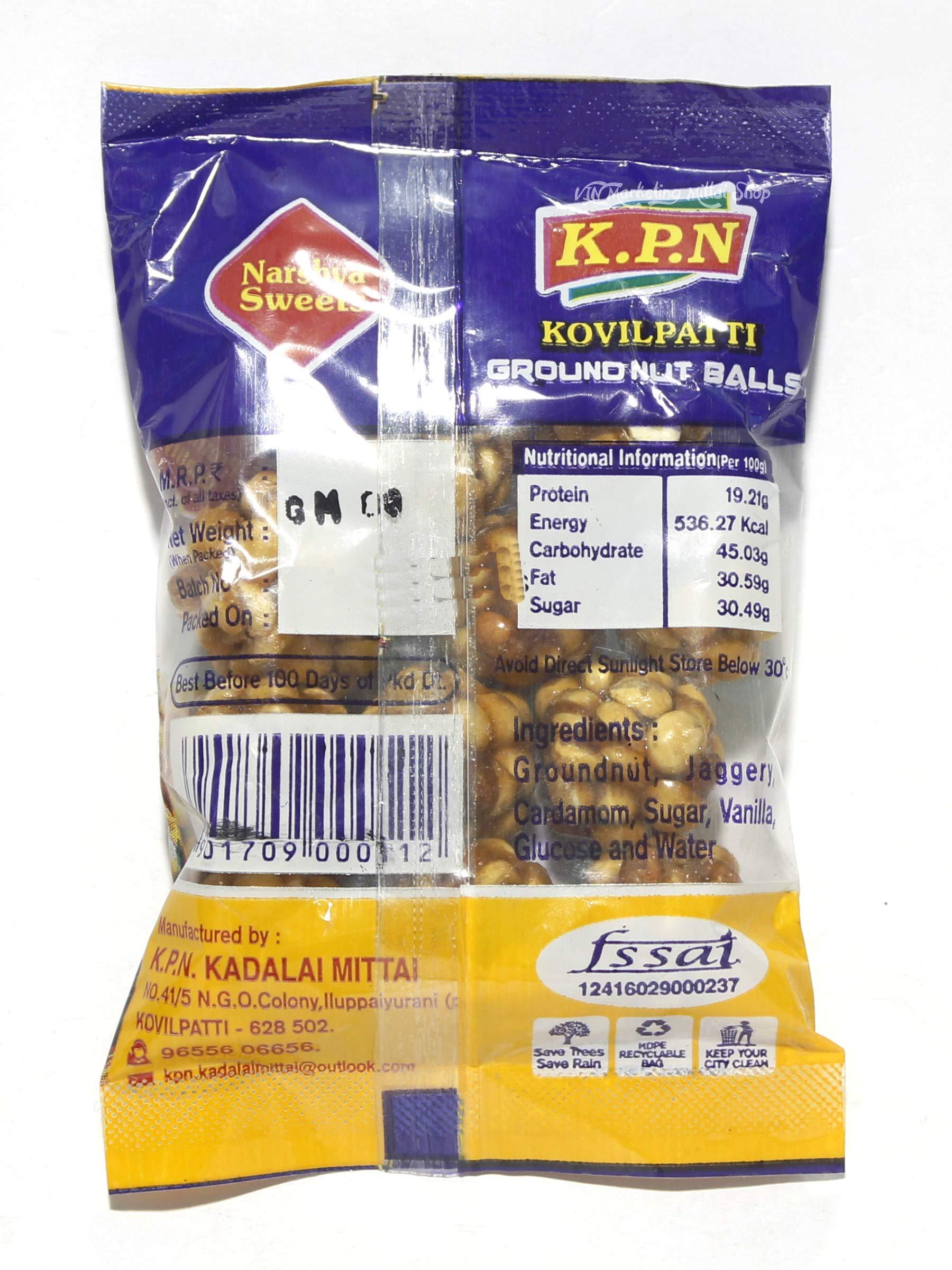 KPN KPN Kovilpatti Pottu Kadalai Urundai Gram Chikki Balls Candy - Burfi - Pack of 8 x 100 gm