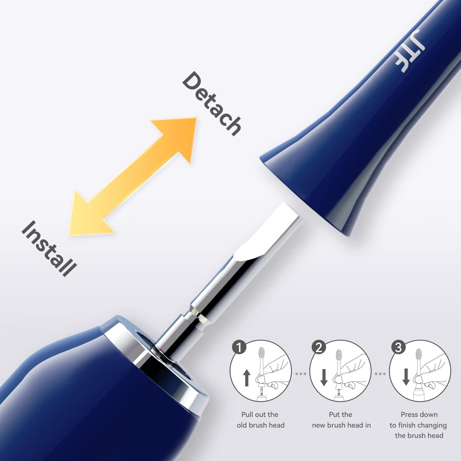 JTF JTF Electric Toothbrush Replacement Brush Heads Compatible with P200 Sonic Toothbrush, Medium Soft Bristles (3 Pack-Blue)