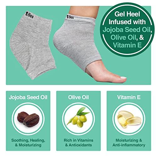 ZenToes ZenToes Moisturizing Heel Socks 2 Pairs Gel Lined Toeless Spa Socks to Heal and Treat Dry, Cracked Heels While You Sleep (Cotton, Gray)