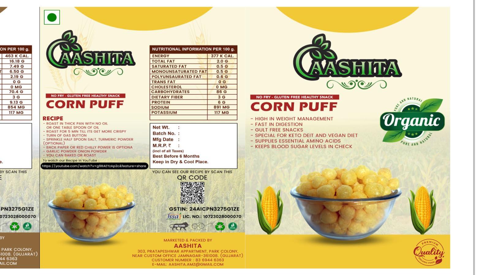 Generic AASHITA KURMURA MURMURA Whole Corn Puff for Healthy Breakfast Snack Food | Mieze Puff - 200 Gram (Pack of 2)