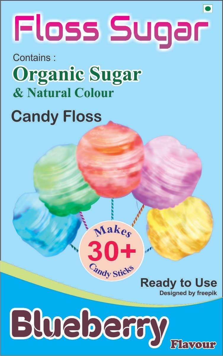 Generic Candy Floss Sugar/Cotton Candy Sugar/Flavoured Sugar Blueberry Flavour 500 gms (Organic Sugar & Natural Colours)