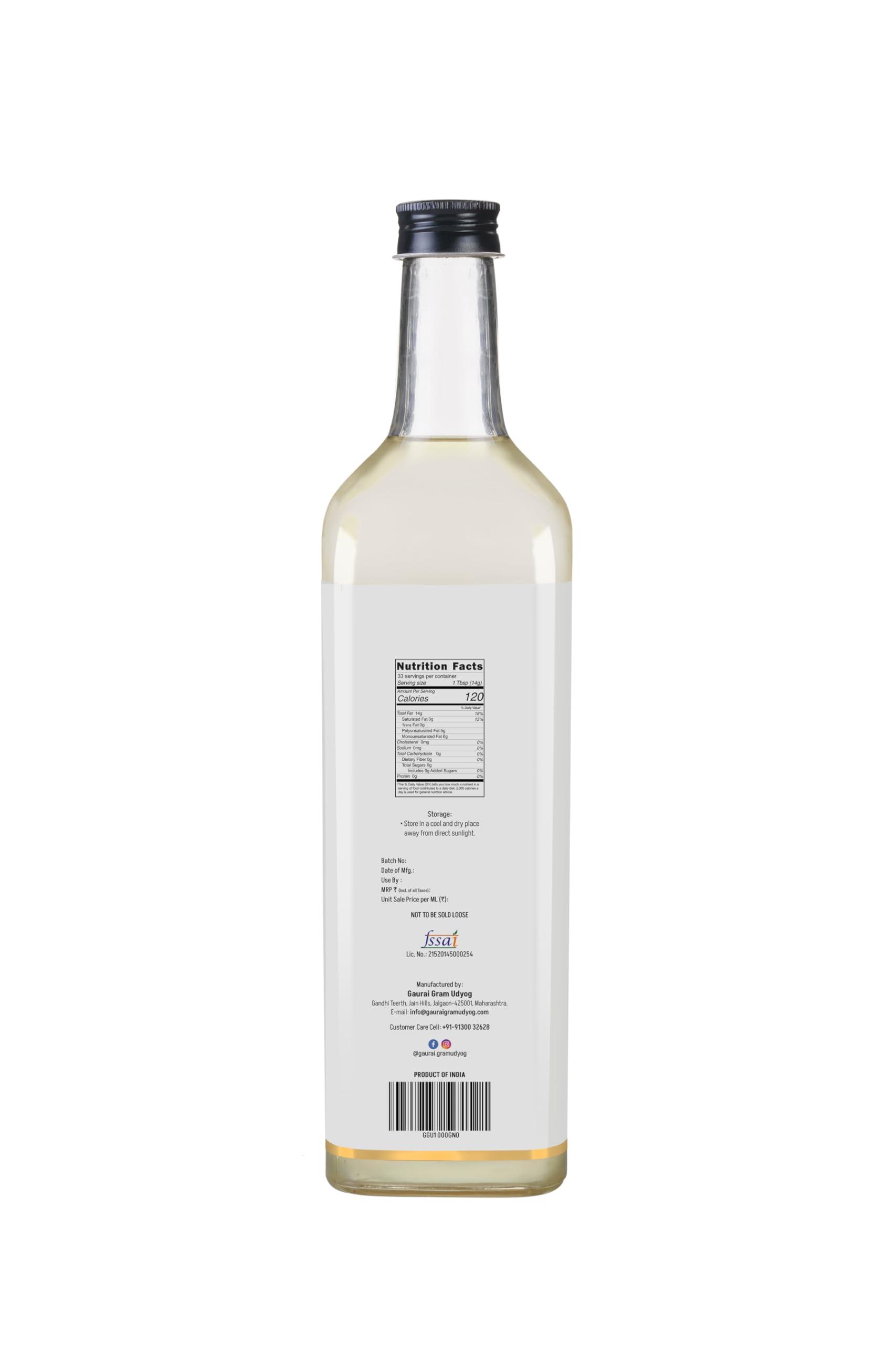 GAURAI GAURAI Coconut Oil (Cold Pressed Oil) Glass Bottle (1 Ltr) Pack of 1