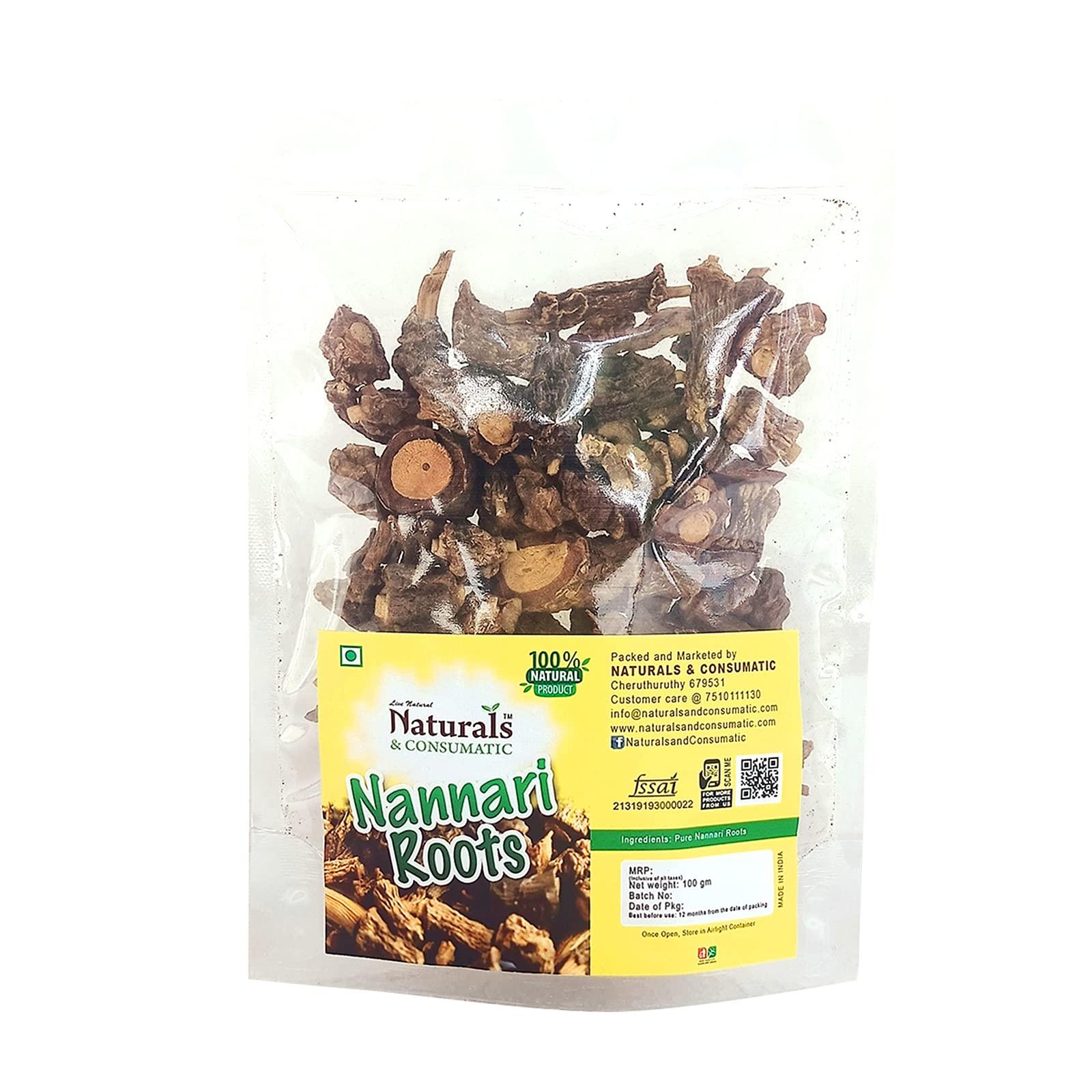 Naturals & Consumatic Naturals & Consumatic - SugandhiVeru Roots -Indian Sarsaparilla Pure Nannari Roots Hemidesmusindicus - 100 Grams - Loose Packed
