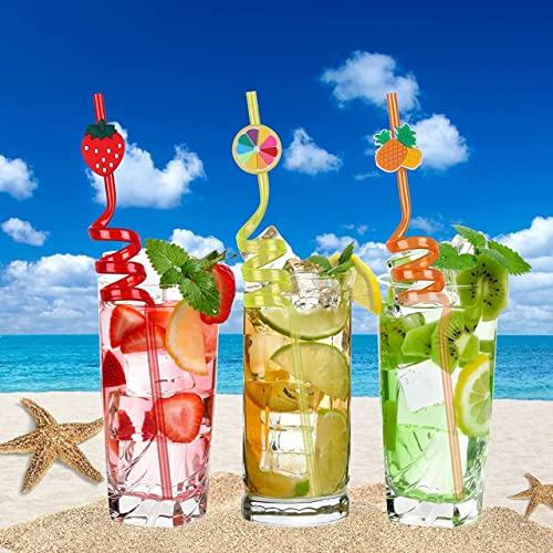 CHAHBELI CHAHBELI-Colorful Spiral Drinking Straws- Reusable Straws ( Multicolour Pack of 3Pcs)