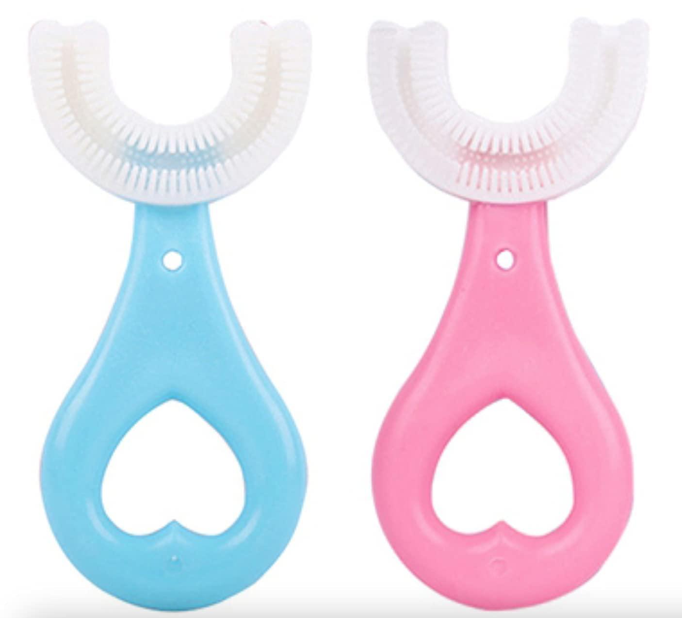 XENON VENTURE Xenon Venture soft bristle silicone toothbrush for kids with grip handle,manual curve u shape mouth cleaning toothbrush for children whitening teeth(2pcs/small)