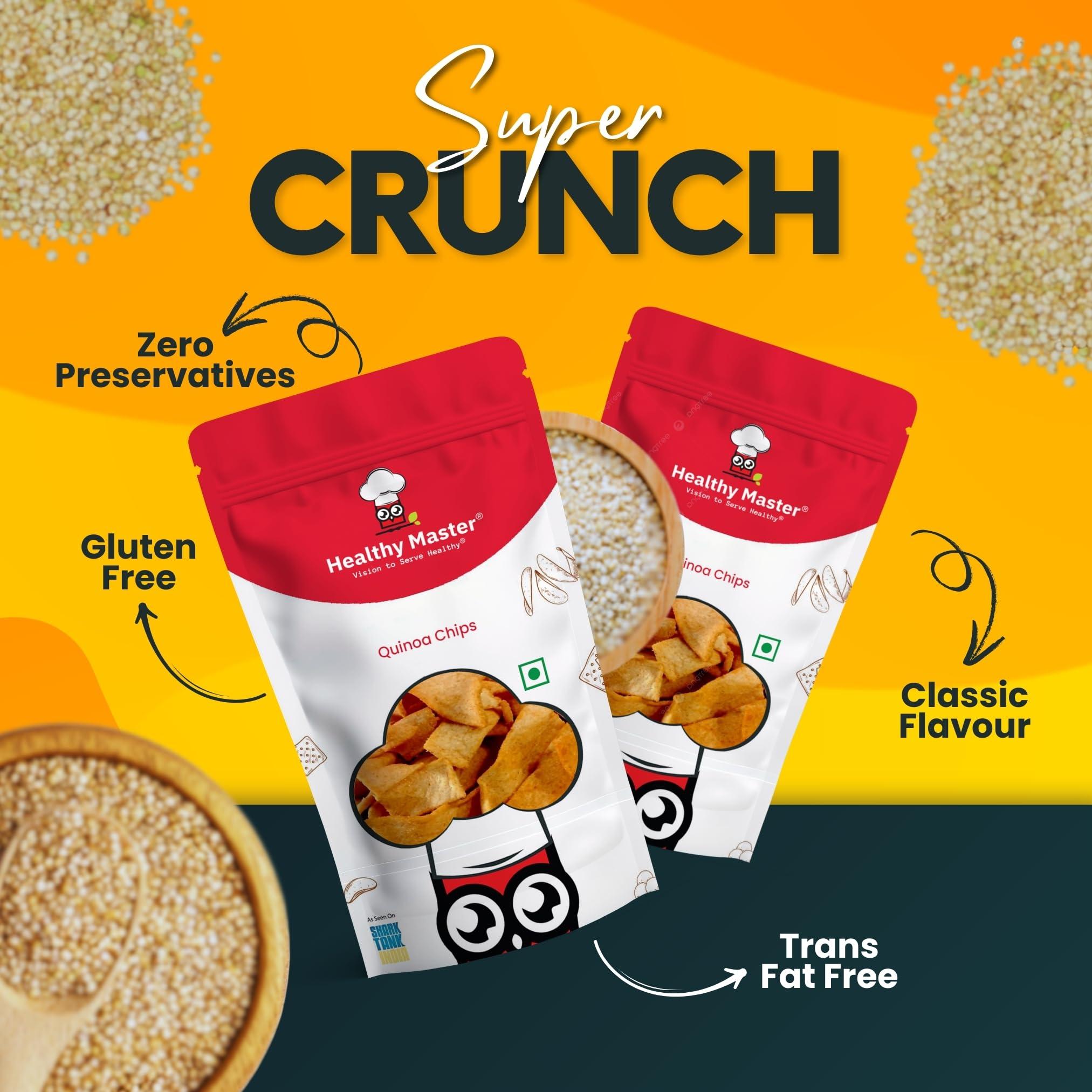 HEALTHY MASTER Vision to serve healthy Healthy Master Baked Quinoa Chips with All Natural Ingredients | High in Fiber | Low in Sodium | Gluten-Free | Vacuum Cooked | Oil-Free (Quinoa Chips, 200g)