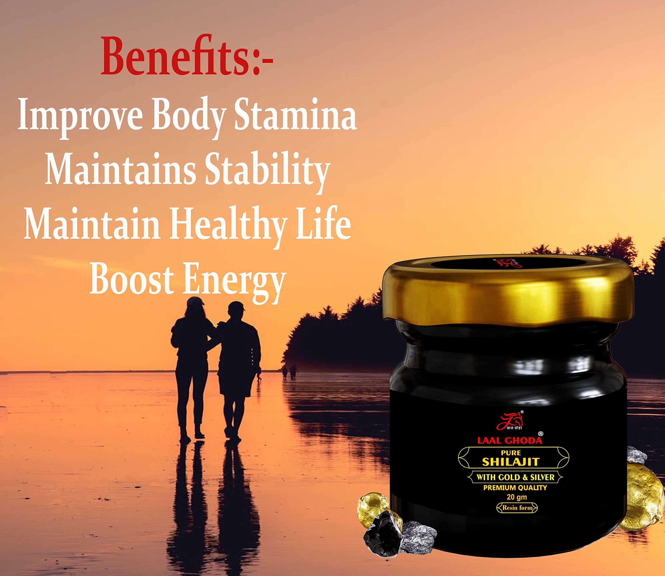 LAAL GHODA LAAL GHODA Pure Shilajit Resin with GOLD&SILVER Pure Himalayan Shilajit, Shilajeet Resin Form, Original Shilajeet, Ayurvedic Raw Shilajit Liquid, 100% Pure Shilajit, Sudh Shilajit, shilajit liquid–20G