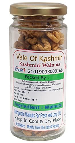 Vale Of Kashmir Vale Of Kashmir Kashmiri Walnut Kernels & Kashmiri Mamra Almonds in Glass Bottle 1kg , Pack of 10 Kashmiri Akhrot Bdam Giri 500gm Each