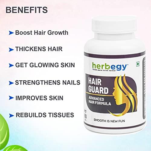 Herbegy Hair Guard Capsules | Herbegy Supplement for Hair Growth | Hair Fall Control | Strong Hairs & Healthy Skin (60 Capsules)