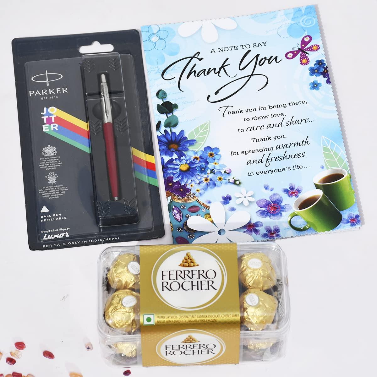 Saugat Traders Saugat Traders Thank You Gift for Men & Women - Greeting Card with Ball Pen and Chocolate Pack - Thanks Giving Gift