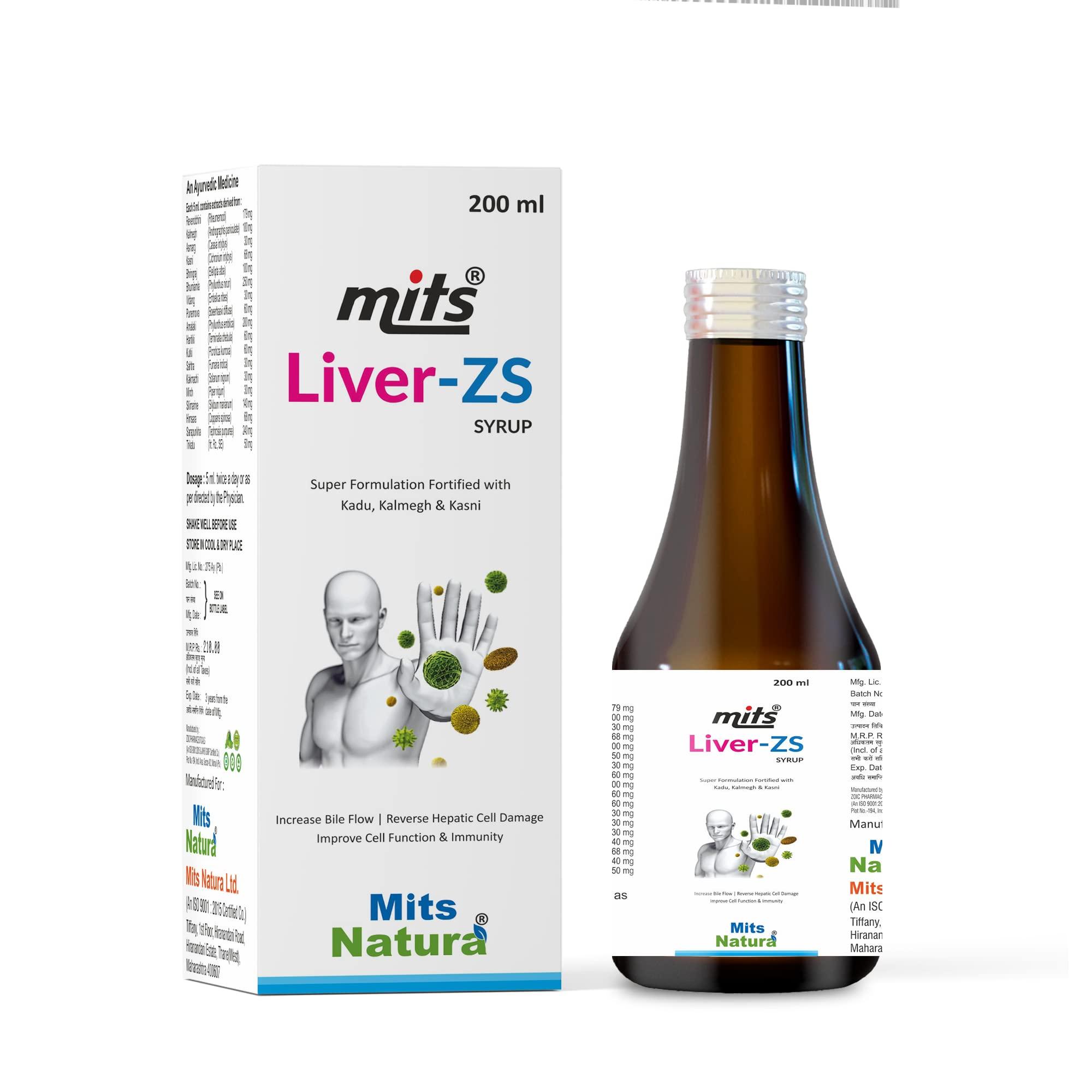 MITS NATURA Mits Liver-ZS syrup for Liver support & detox Ayurvedic Herbal syrup for Liver Support