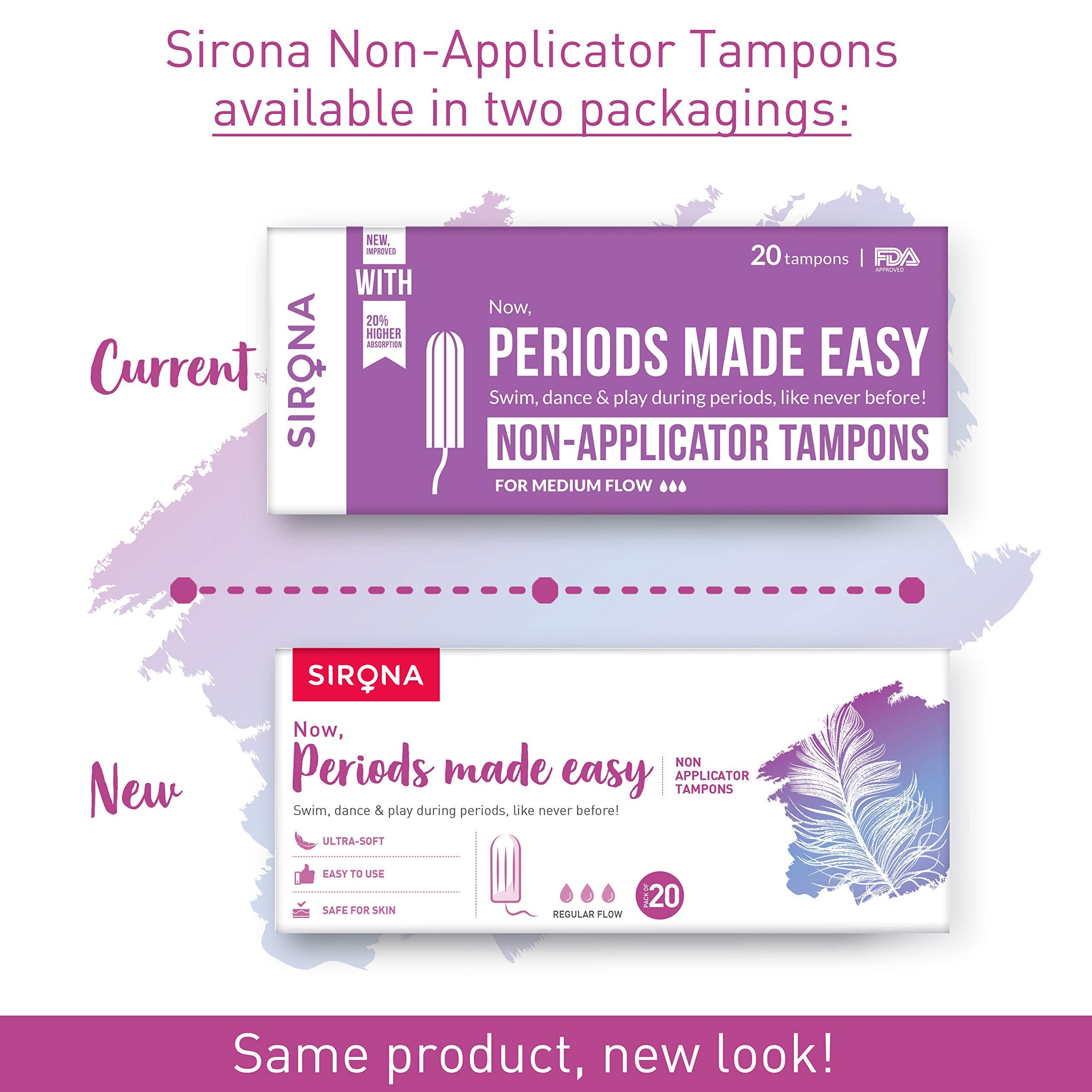 Sirona Sirona Period Made Easy Tampons - 20 Piece (Pack of 3) | For Medium & Regular Flow | Biodegradable Tampons | FDA Approved