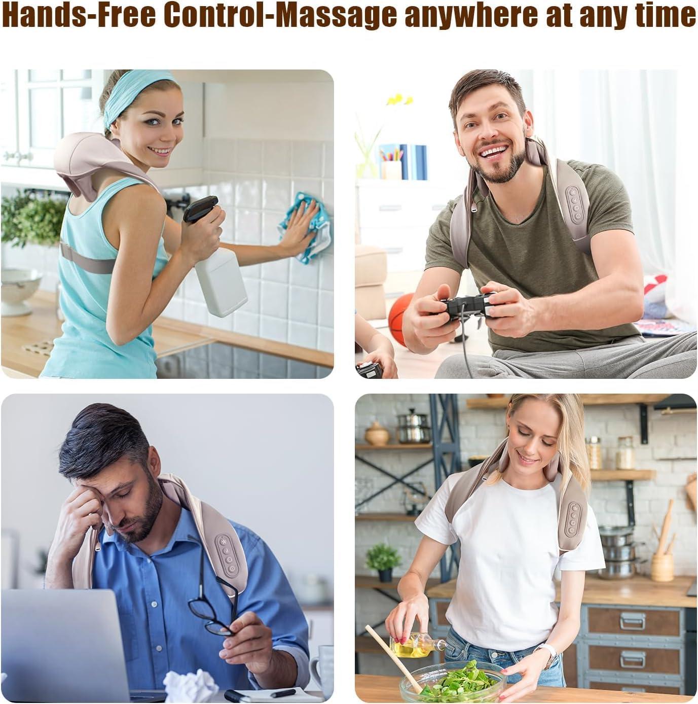 KRLZ KRLZ Neck and Back Massager with Heat,Neck Massager,Shiatsu Massager Pillow for Neck,Back,Shoulder,Legs,Body Pain Relief,Electric Rechargeable Deep Tissue 5D Kneading Massage Machine