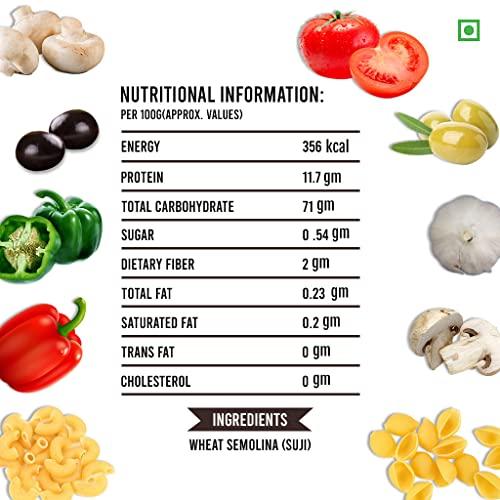 Nutrico Nutrico Macaroni Pasta, 1 kg, made with 100% Suji, 0% Maida, High Protein Elbow, Pure Natural Durum Wheat, Rich In Fiber, Vegan, Non-GMO