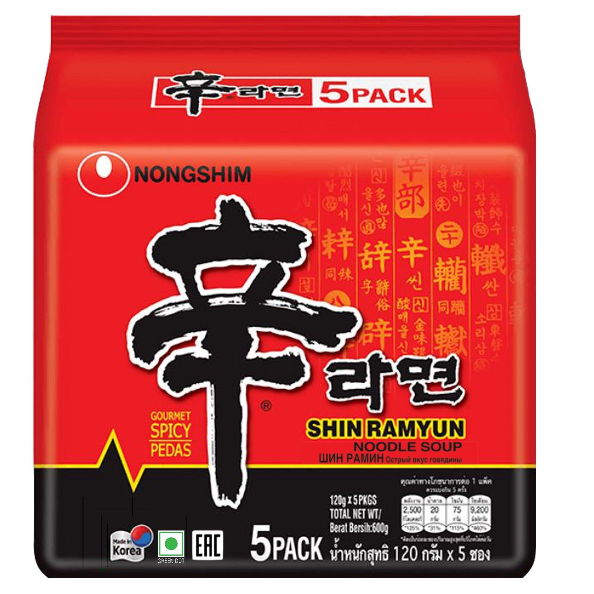 Nongshim Nongshim Shin Ramyun Korean Style Spicy Noodle Soup Instant Noodles, 21.16 oz  600 g