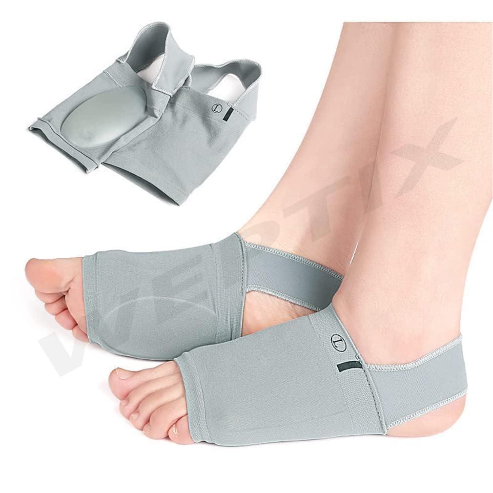 WEPTIX WEPTIX Flat Foot Arch Support for Men & Women | Medial Arch Support for Flat Feet Correction Sleeve with Cushion | Plantar Fasciitis Leg Foot Pain Relief Product | Free Size | For Orthopaedic Shoes Slippers Foot Arch Socks (New - Gray Socks)