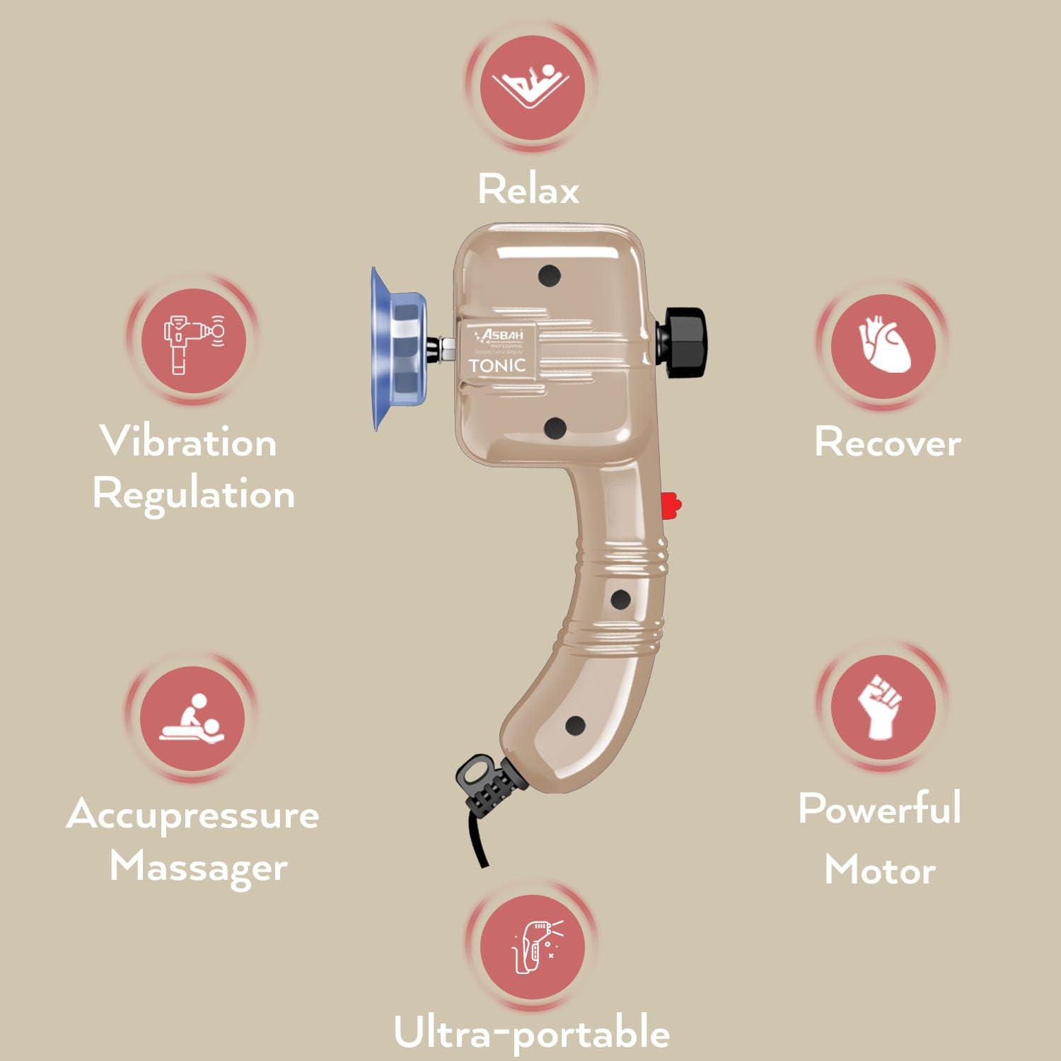 ASBAH ASBAH Tonic Massager Machine for Face & Other Body Parts| Electric Massager with 5 Interchangeable Heads for Pain Relief & Relaxation |Facial machine for Salon & Parlor |Handheld Massager - Multicolor