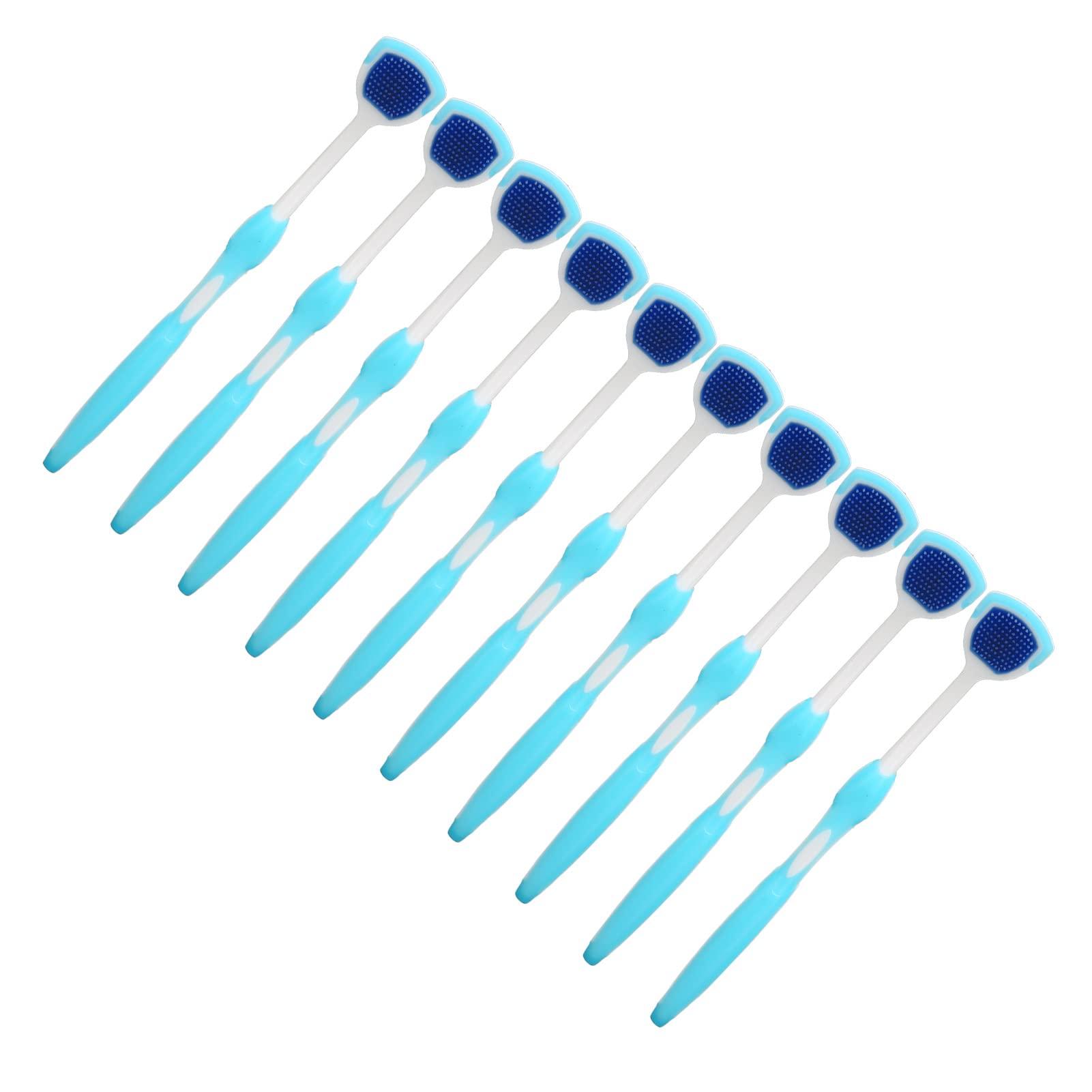 Jaerb Tongue Brush, Tongue Cleaner Long Handle for Adults (Blue)
