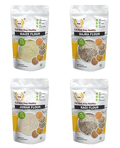 VGBNP VGBNP Flour | Bajra Flour + Jowar Flour + Maize Flour + Ragi Flour | All in one Pack - (2kg X 4)