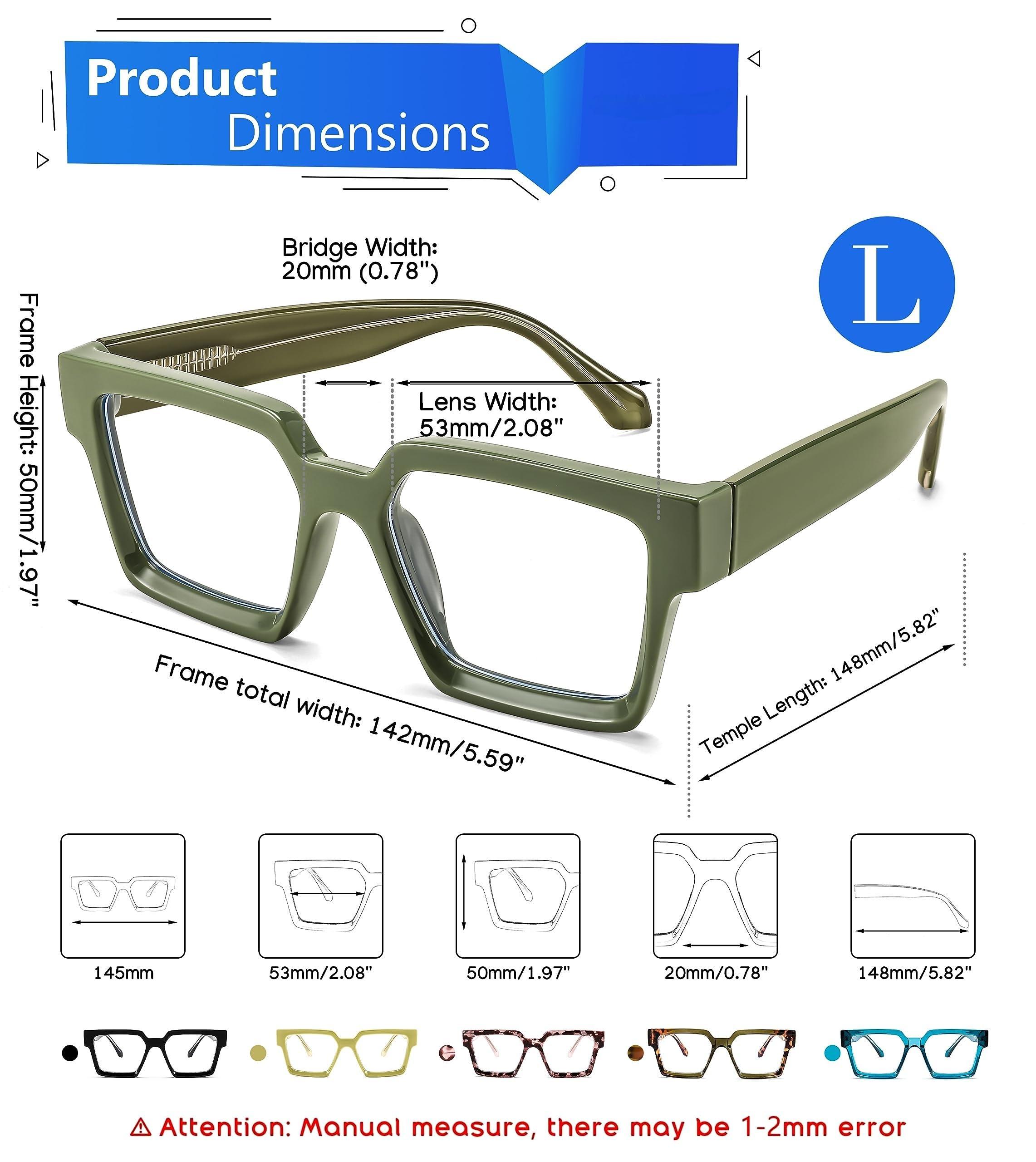 Karsaer Karsaer Oversized Computer Glasses Frames for Women Men Square Thick Frame Eye Glasses for Men E1150