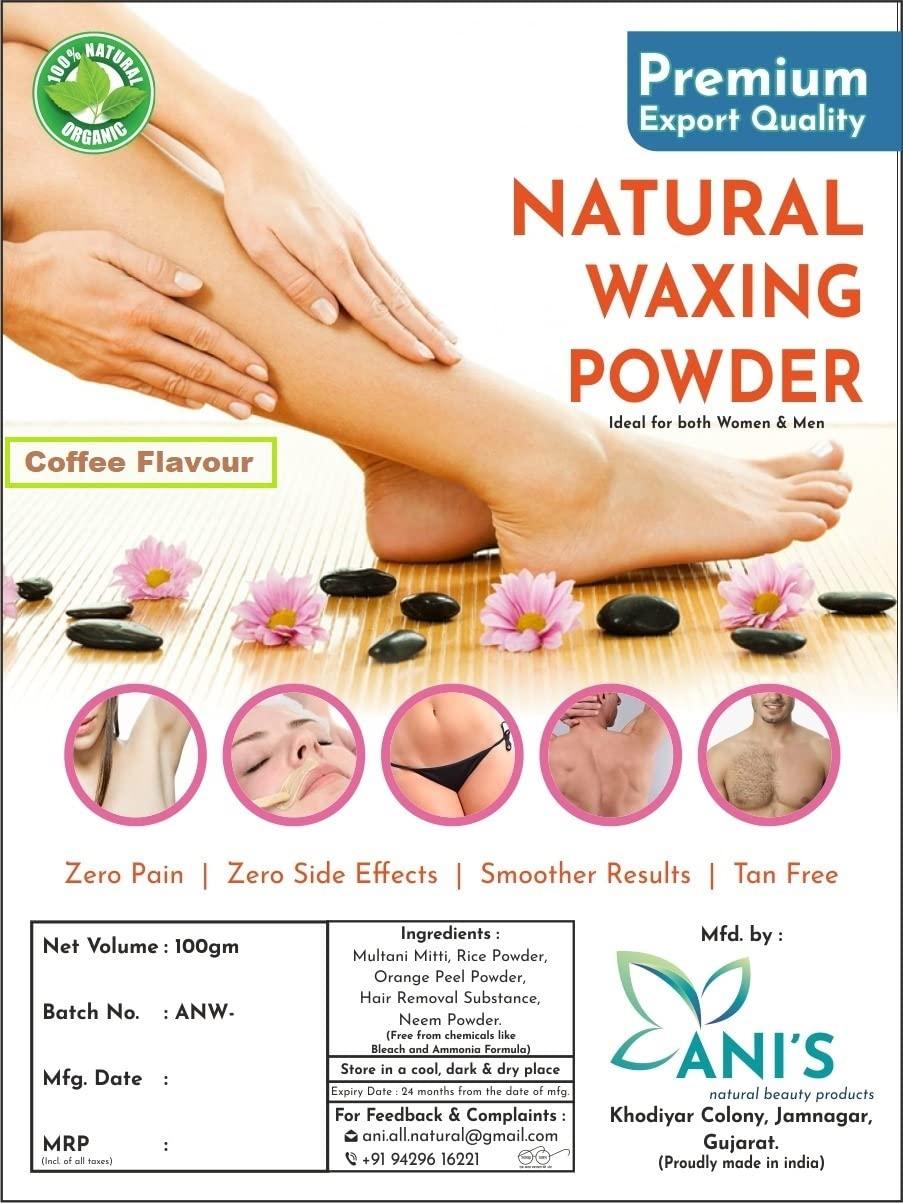 ANI'S ANI'S Coffee Hair Removal Waxing Powder,Painless,Instant Hair Removal Powder for Hands, Legs, Underarms, Removing D-TAN & Dead Cells for Men and Women (Pack of 1-100Gm)