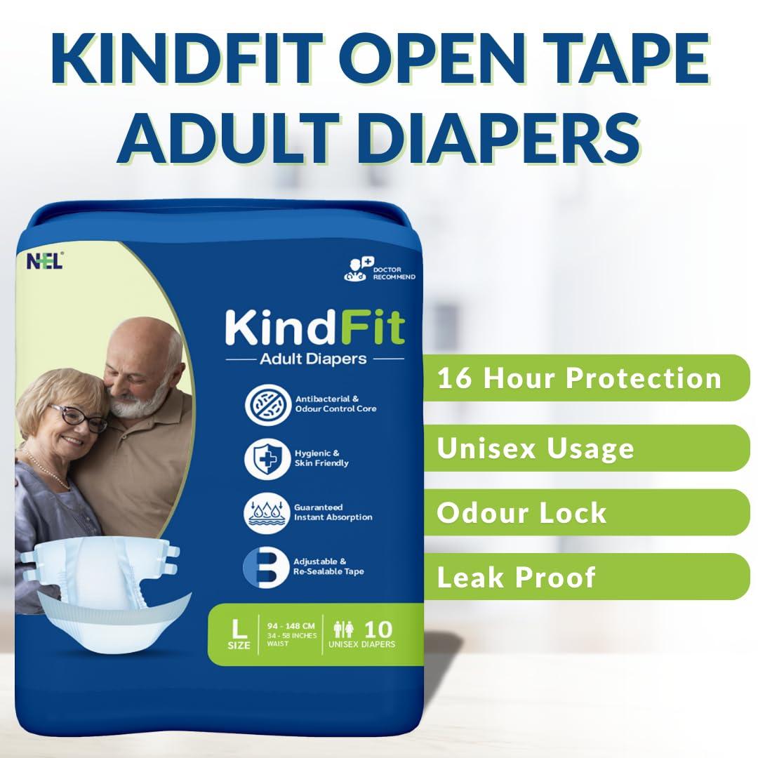 KINDFIT KINDFIT Open Tape Adult Diapers | Size : L - 20 Pieces | Pack of 2