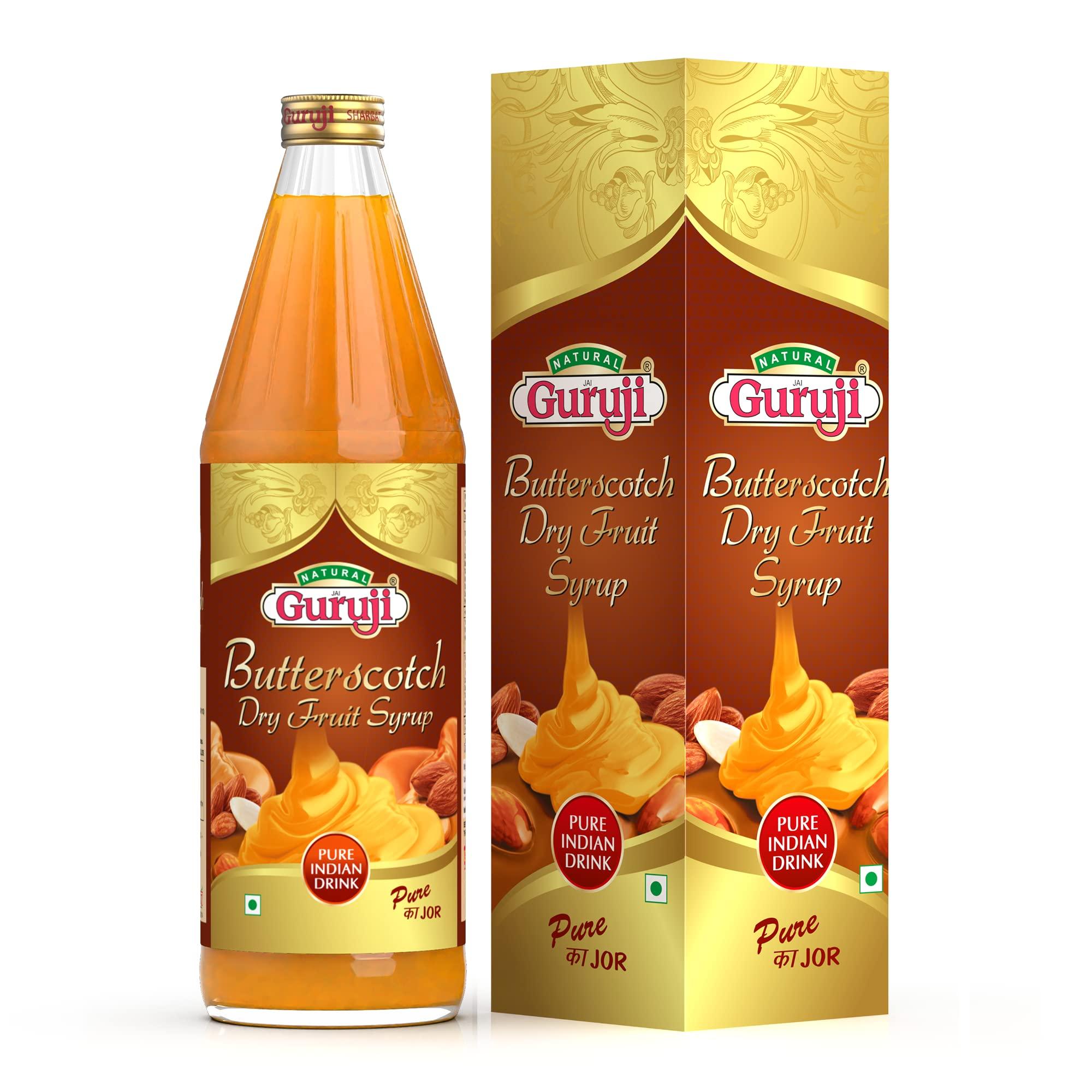 Jai Guruji Jai Guruji Butterscotch Dry Fruit Syrup Sharbat, Instant Refreshing Drink For Summer (Mix with milk Only)  750ml