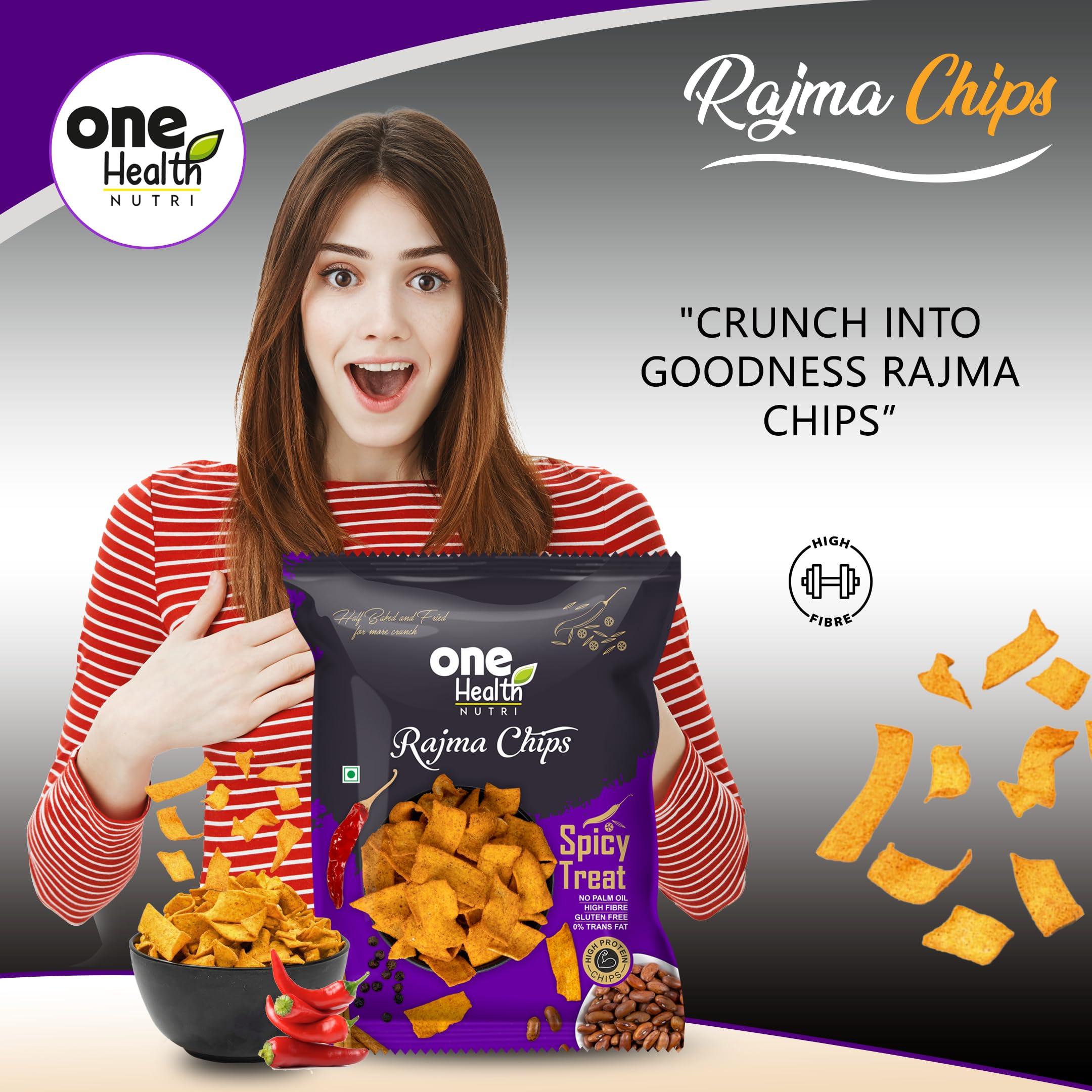 ONE HEALTH NUTRI ONE HEALTH NUTRI Spicy Treat Rajma Chips - 60 Gram each | Protein Rich | Fresh, Crispy and Crunchy Evening Snack (All Natural Ingredients) (Pack of 1)