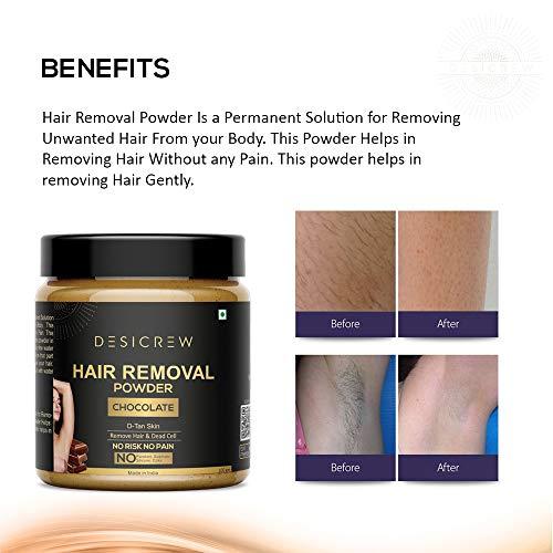 DESICREW Desicrew 100% Pure Hair Removal Powder For Underarms, Hand, Legs & Bikini Line Three in one Use For D-Tan Skin, Removing Hair, Remove Dead cell (Chocolate,Rose & Sandal)