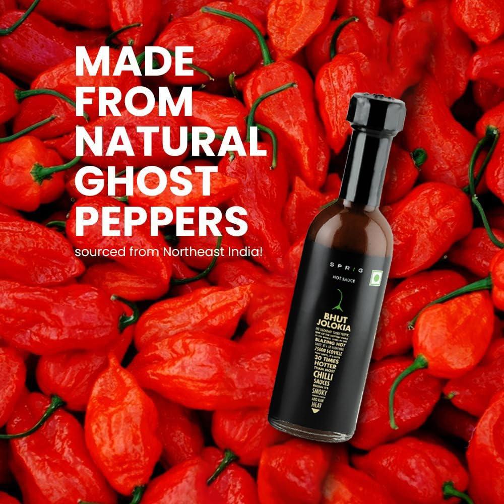 S P R I G Sprig Bhut Jolokia Sauce | Made with Worlds hottest Ghost Peppers | 75,000 SHU | 55 gms