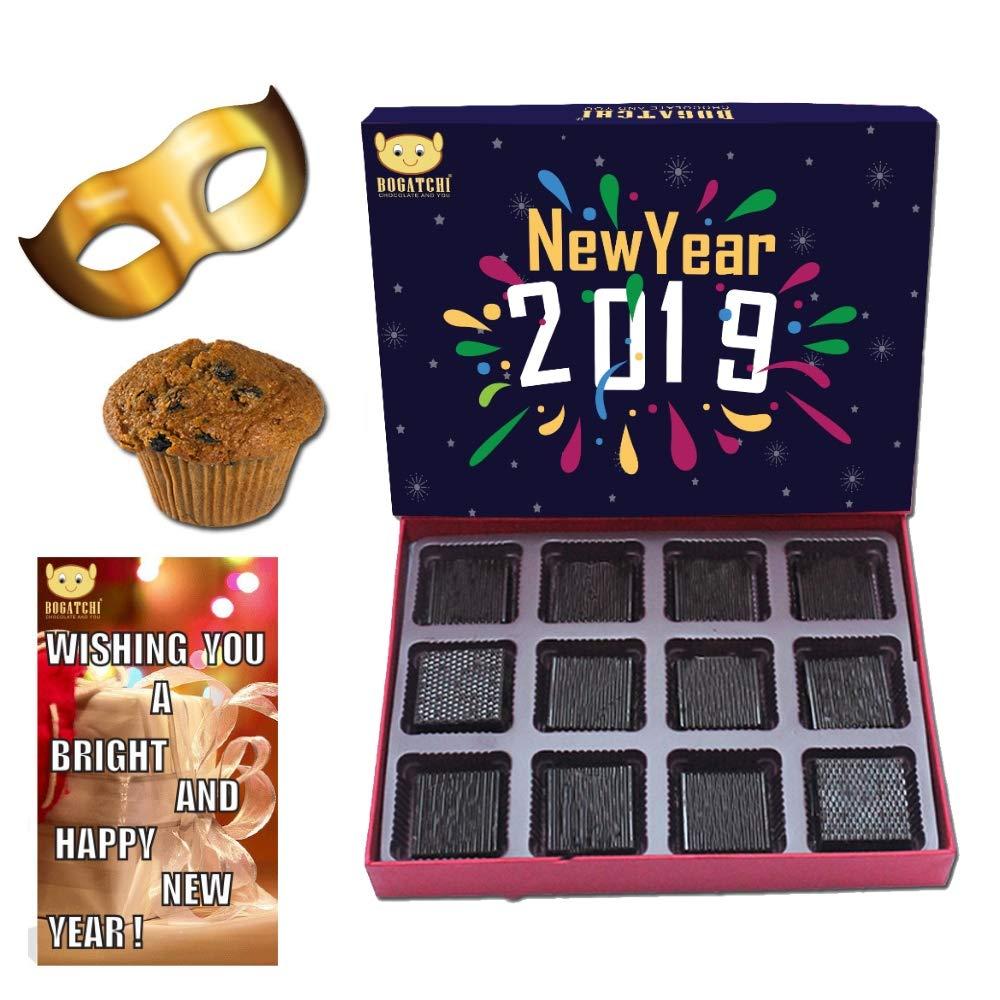 BOGATCHI BOGATCHI Happy New Year 2019 Gift Hamper Combo,12pcs + Plum Cake, 1 pcs + Happy New Year Card + Free New Year Party Mask