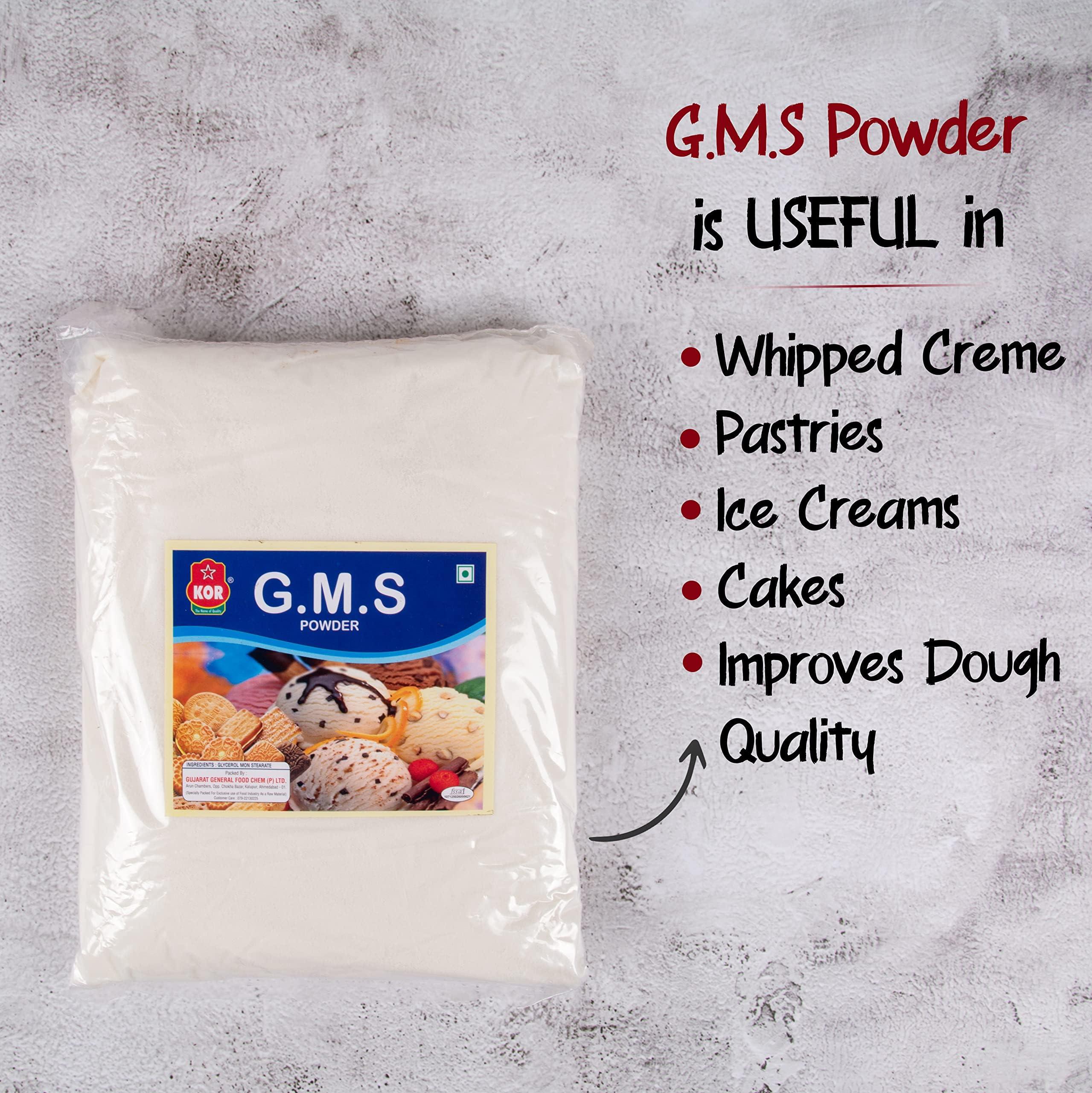 KOR KOR GMS Powder (Glycerol Monostearate) - 800g (Pack Of 1) / Making for Soft, Smooth and Creamy, Instant Cake Premixes and Ice Creams