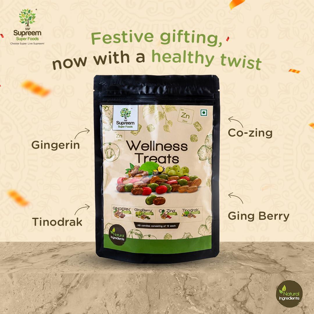 SSF Supreem Super Foods Supreem Super Foods Normalife Ragi Millet Chips 100 gms + Soya Chips 100 gms + Wellness Treats Candy Pack 48 pcs + Ginger Lemon Squash 700 ml + Guava Chilli Spread 200 gms | Festive Gifting Combo