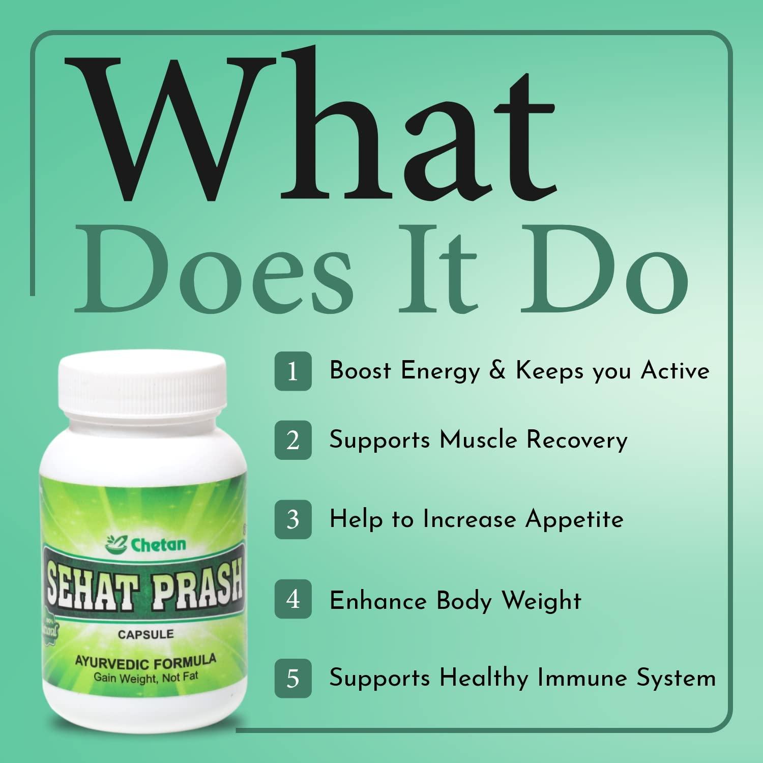 CHETAN HERBALS CHETAN HERBALS Sehat Prash Ayurvedic Weight Gainer For Muscle Gain, Ayush Approved, 60 Capsule