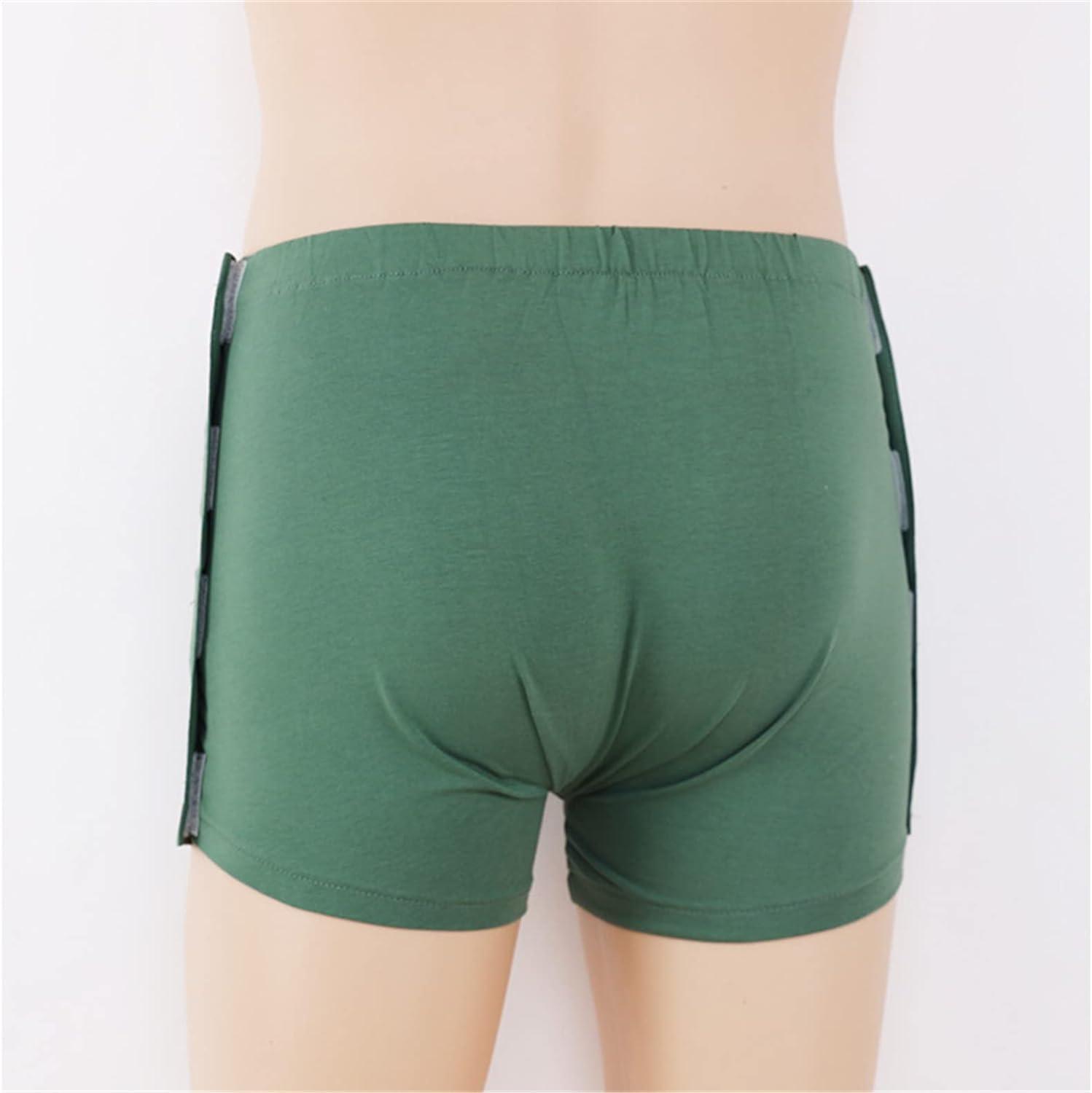 RADIONICS Reusable Cotton Incontinence Briefs, Snap-On Underwear Trousers, Washable Adult Shorts for Men, Green, 3XL