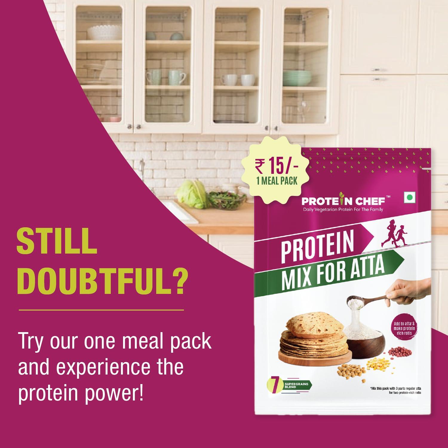 Protein Chef Protein Chef Protein Mix for Cooking (1 Kg) |Helps Meet Everyday Protein Need | Mix with Flour or Batter | Make High Protein Roti and Dosa | No Change in Taste or Flavor | Multigrain Atta Mix