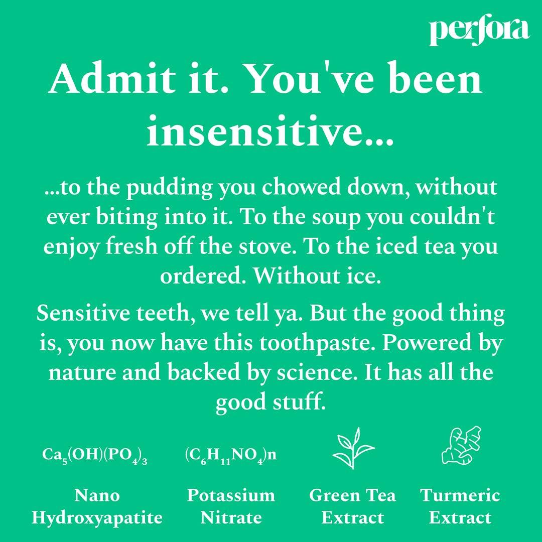 Perfora Perfora Dream Sensitive Toothpaste - 75 grams (Pack of 3) | Instant Sensitivity Relief for Kids & Adults | SLS Free & No Artificial Sweeteners | Made Safe Certified | Vegan Friendly Gel Toothpaste