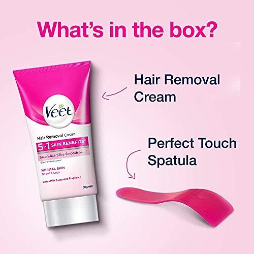 Veet Veet Hair removal cream- Normal skin-50 gm & Full Body Waxing Kit Easy-Gelwax Technology Normal Skin - 20 Strips with free Veet Glow It Girl pouch, Pink, 50 g (Pack of 1)