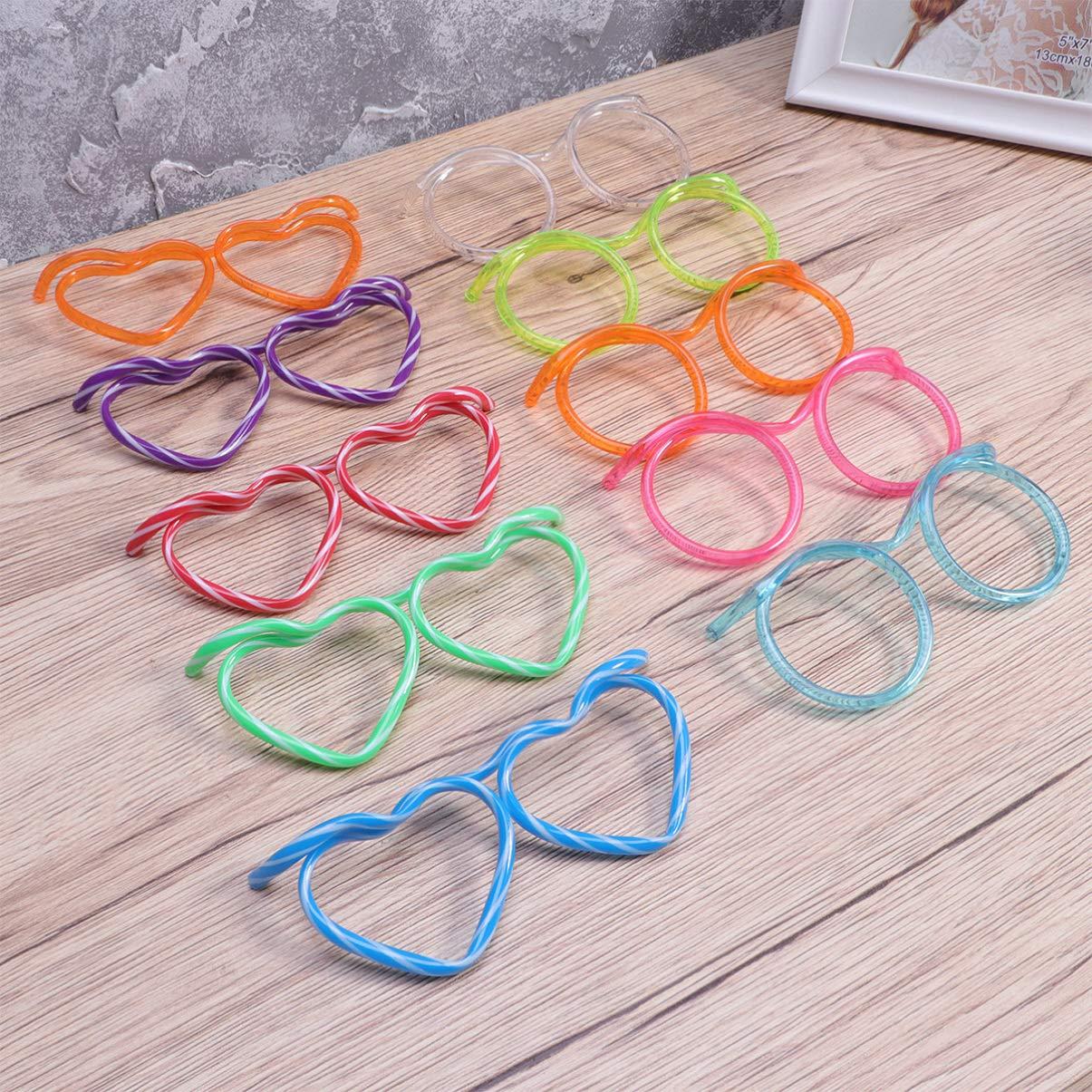 TOYANDONA TOYANDONA Fun Drinking Straw Eye Glasses 20 Pcs DIY Straw Tube Sets Flexible Crazy Straws Glasses for Kids Adult Party Birthday, Wedding, Bar Party Favors