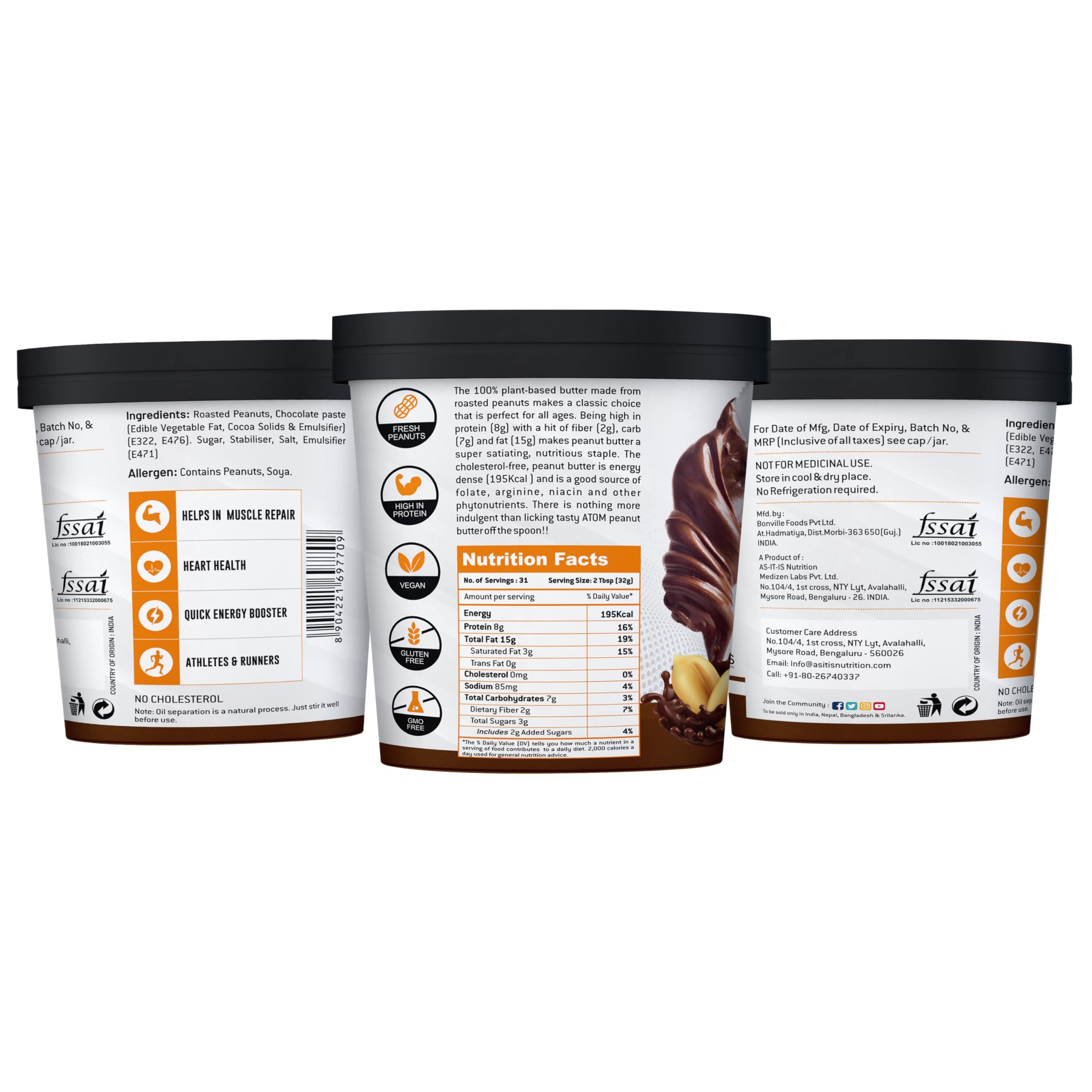 Asitis Nutrition Asitis Nutrition ATOM Chocolate Peanut Butter Creamy 1Kg | Gluten Free | Cholesterol Free