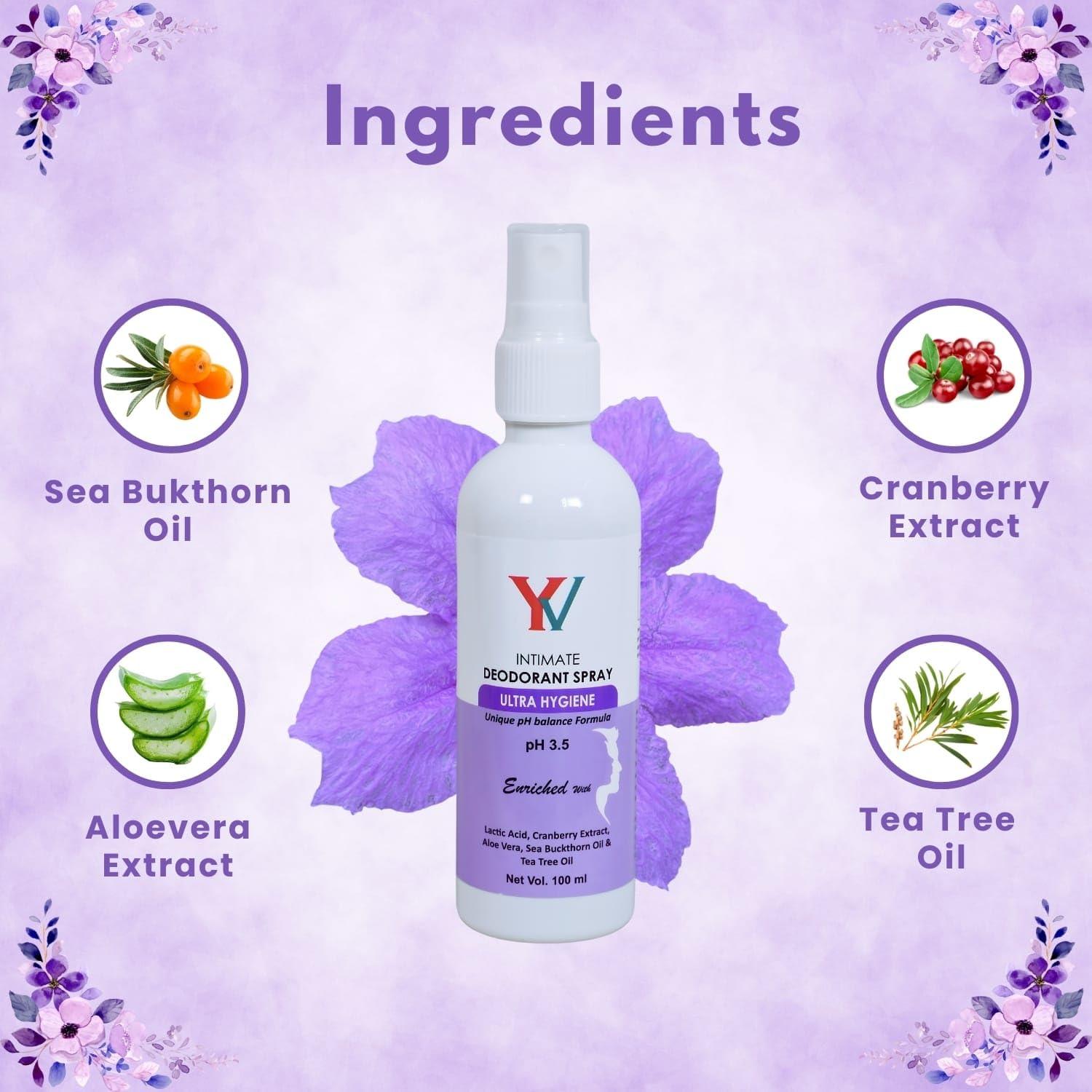 YV YV - Best Intimate Hygiene Wash for Women - Spray- pH Balanced - Daily Use Cleanser for Intimate Area - 100ml