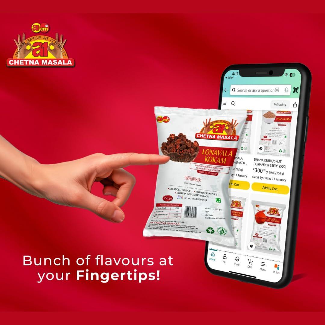 A1 CHETNA MASALA A1 CHETNA LONAVALA KOKAM DRIED KOKAM Sindhudurg Aamsul Garcinia Indica Kokum is Rich in Vitamin C & Good for Digestion - Use in Curries, Juices, Syrups (1KG)