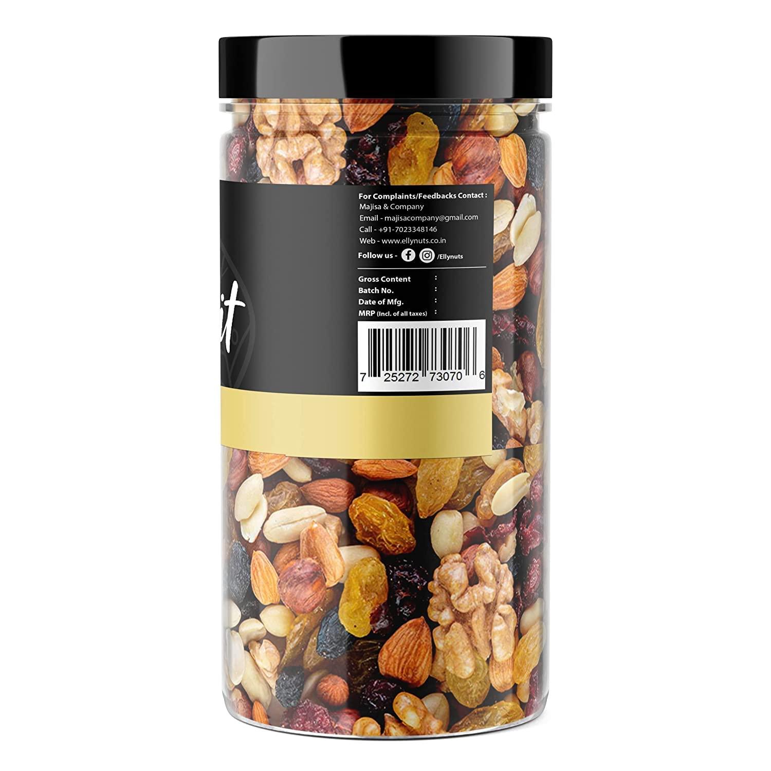 Elly Nuts Elly Nuts 100% Natural and Premium Healthy Mix Dry Fruits and Nuts | Healthy for Every Occasion Fresh and Healthy Dry Fruits (500 Gram Jar Pack) - Diwali Gift Pack