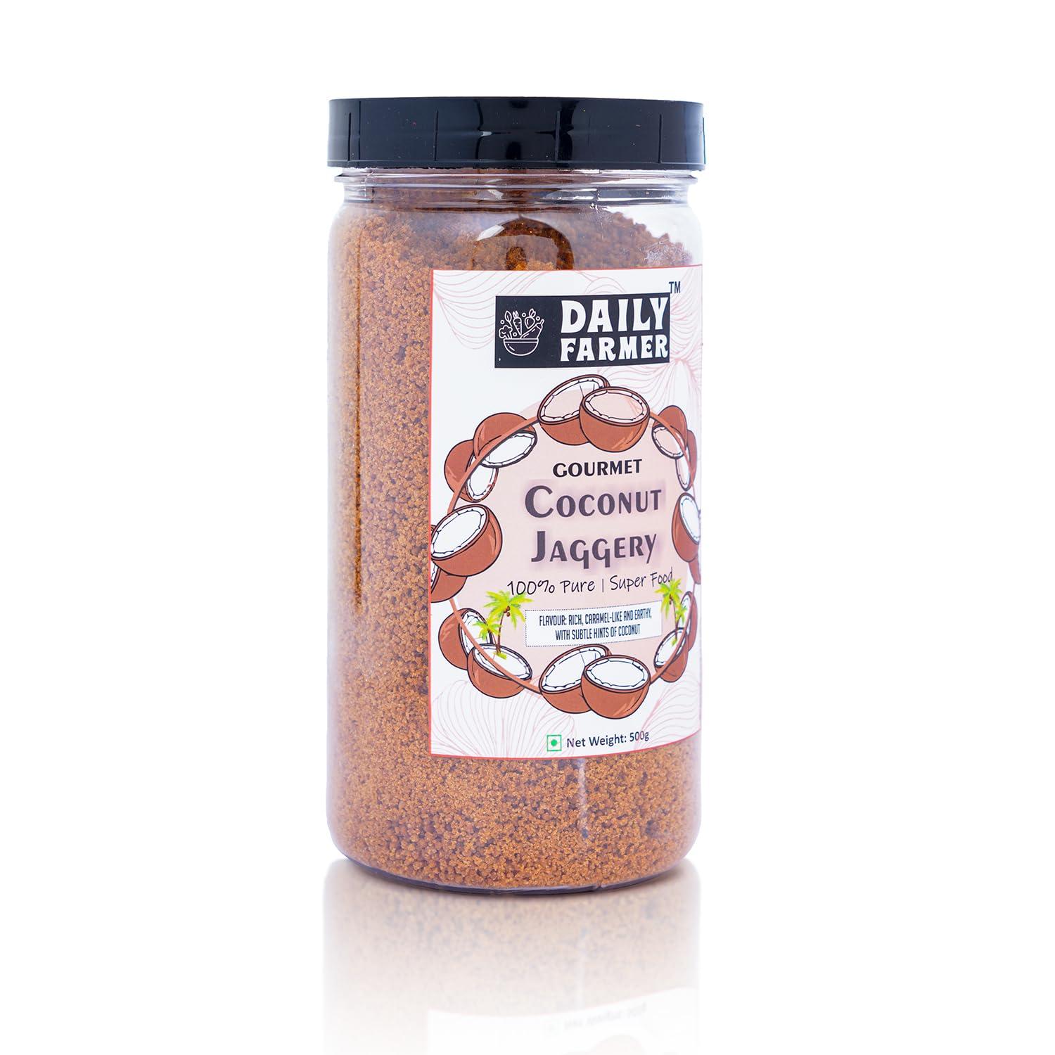 DAILY FARMER Daily Farmer Coconut Jaggery Sugar Powder [ Low GI | Nutrient Rich | Natural Sweetener | Gourmet ] 500g
