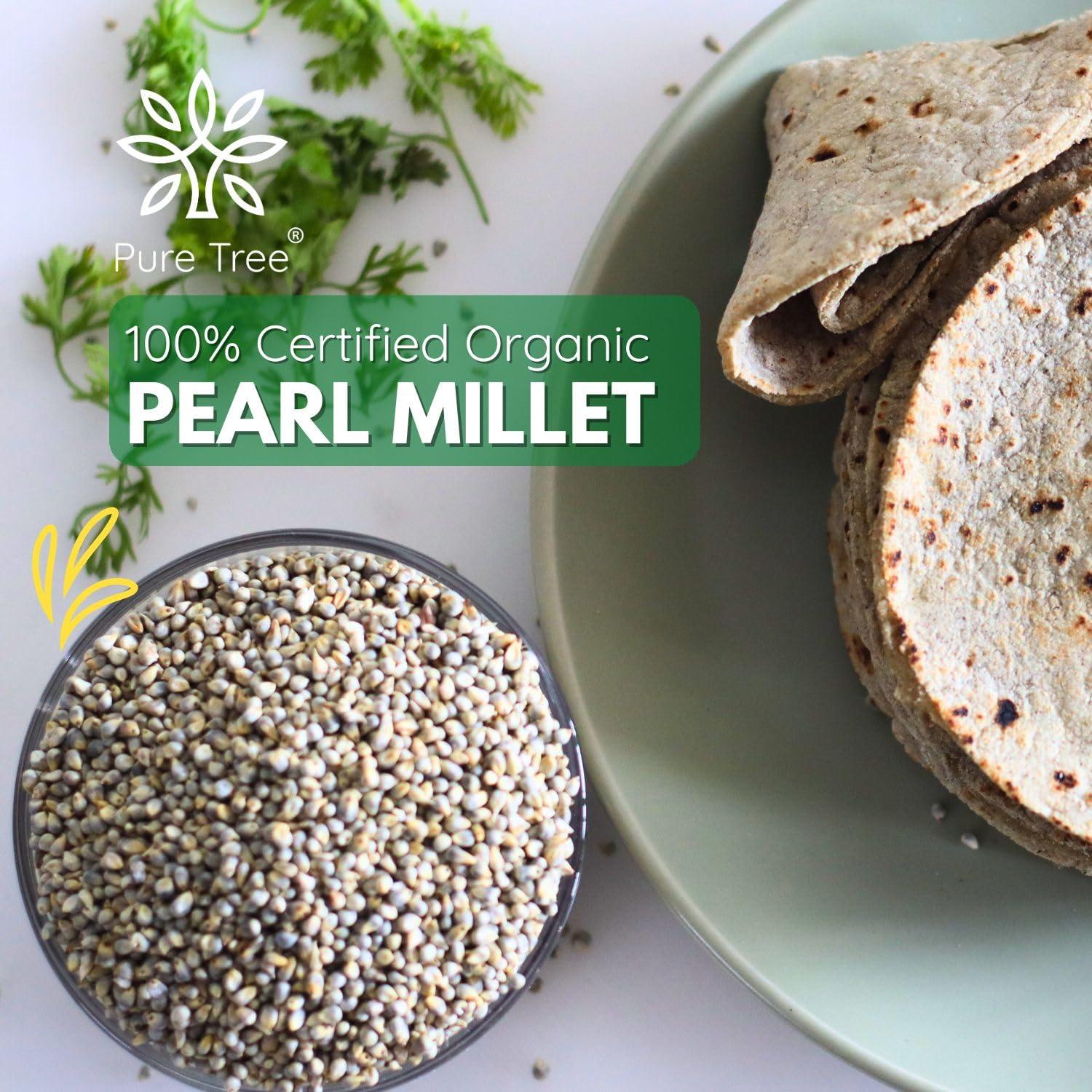 Pure Tree Pure Tree Certified Organic Bajra Millet | 900 g | Pearl Millet | Bajri/Sajje/Kambu/Pindi/Sajjalu | Gluten-Free | Rich In Antioxidants and Fiber | Millets Whole Grains